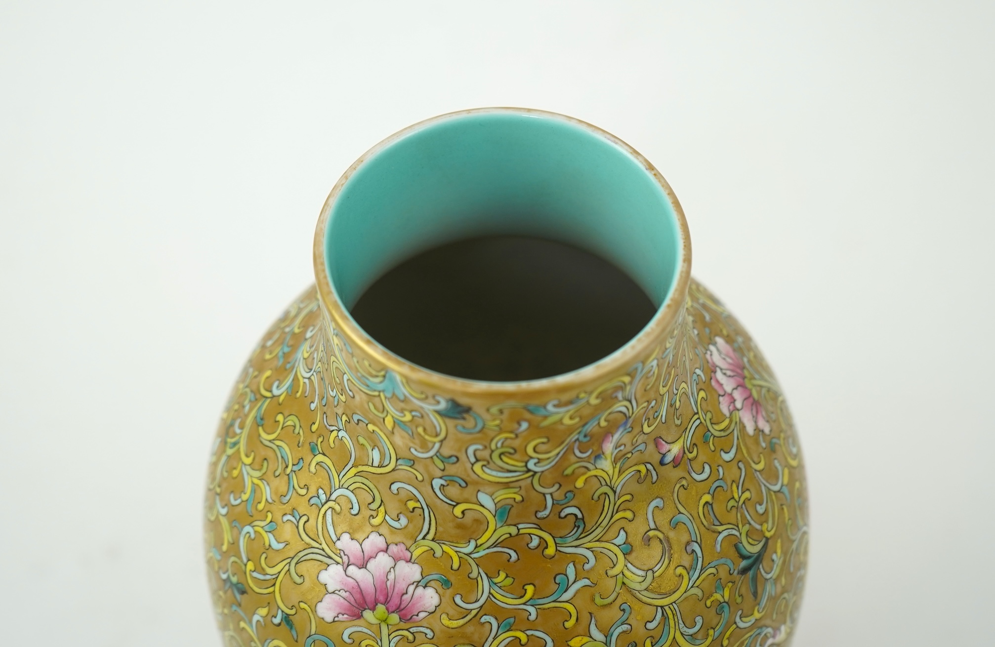 A Chinese famille rose ‘ six peach’ vase, probably early 20th century